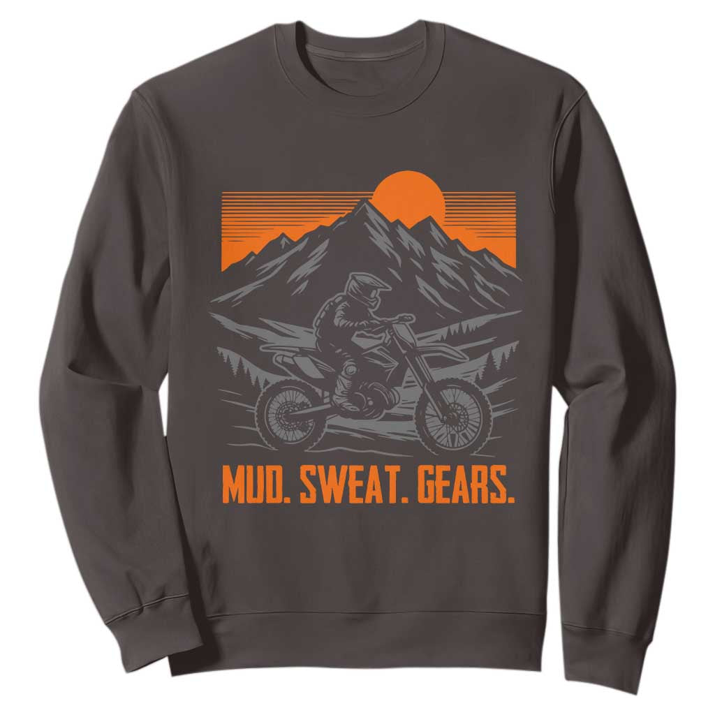 Mud Sweat Gears Dirt Bike Sweatshirt TS09 Dark Chocolate Print Your Wear