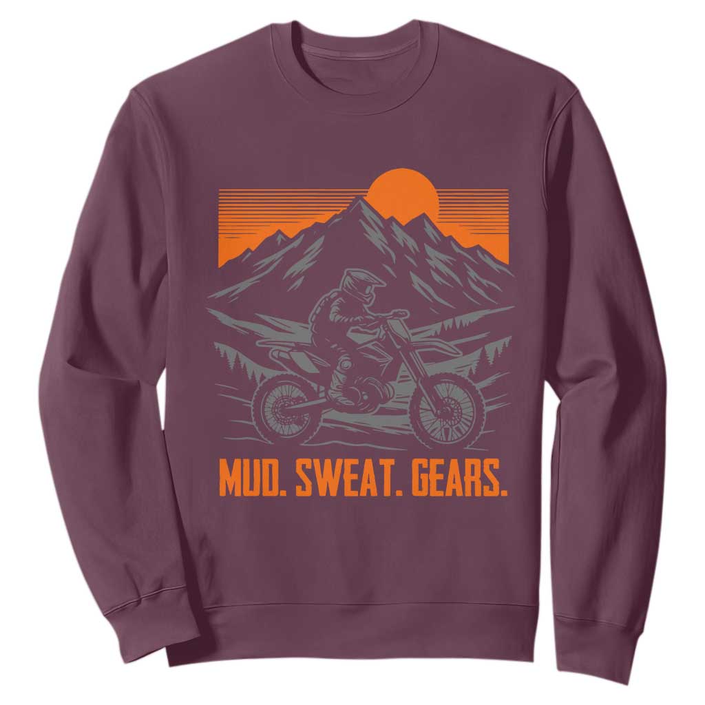 Mud Sweat Gears Dirt Bike Sweatshirt TS09 Maroon Print Your Wear