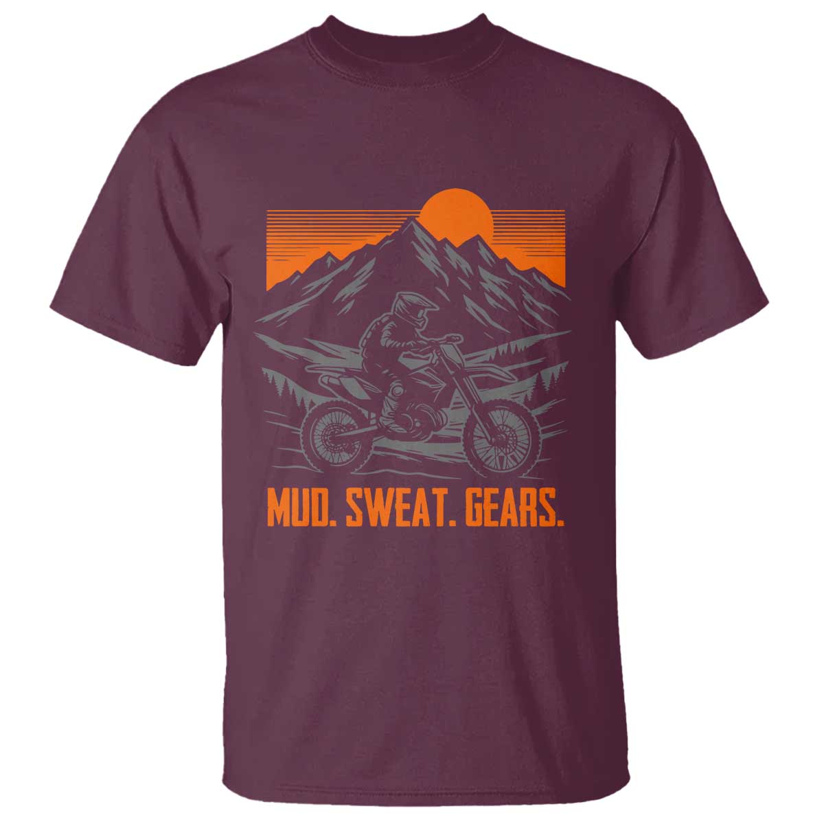Mud Sweat Gears Dirt Bike T Shirt TS09 Maroon Print Your Wear