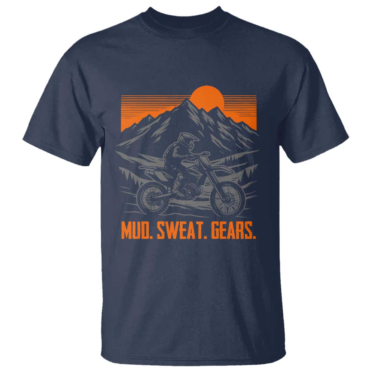 Mud Sweat Gears Dirt Bike T Shirt TS09 Navy Print Your Wear