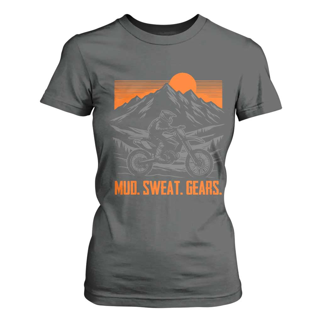Mud Sweat Gears Dirt Bike T Shirt For Women TS09 Dark Heather Print Your Wear