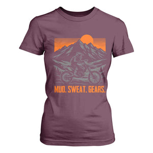 Mud Sweat Gears Dirt Bike T Shirt For Women TS09 Maroon Print Your Wear