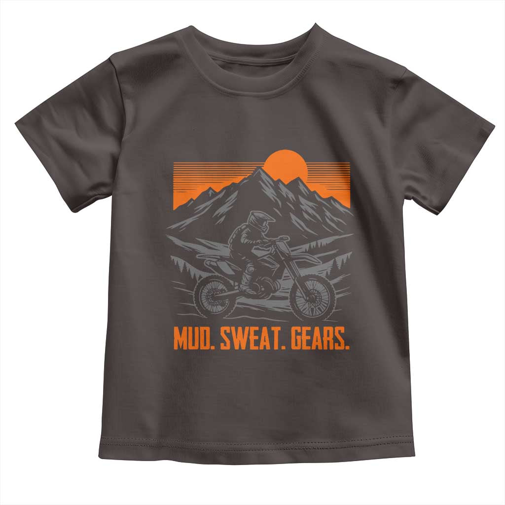 Mud Sweat Gears Dirt Bike Toddler T Shirt TS09 Dark Chocolate Print Your Wear