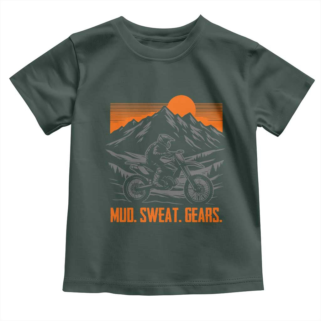 Mud Sweat Gears Dirt Bike Toddler T Shirt TS09 Dark Forest Green Print Your Wear