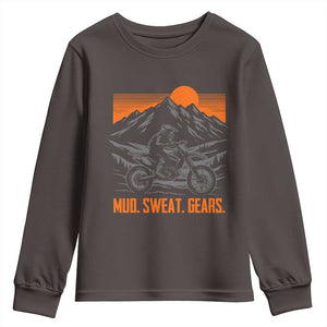 Mud Sweat Gears Dirt Bike Youth Sweatshirt TS09 Dark Chocolate Print Your Wear