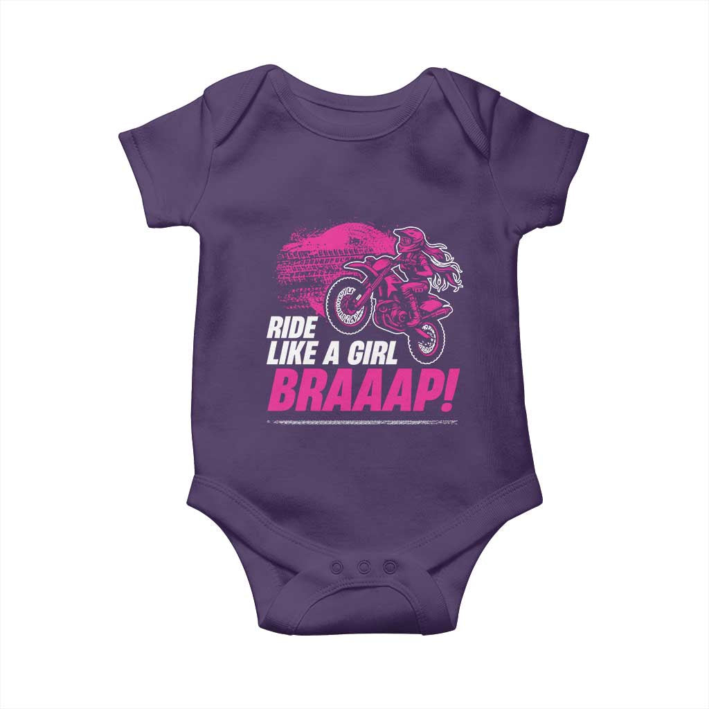 Dirt Bike Girl Baby Onesie Braaap Like A Girl TS09 Purple Print Your Wear