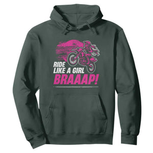 Dirt Bike Girl Hoodie Braaap Like A Girl TS09 Dark Forest Green Print Your Wear