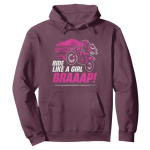 Dirt Bike Girl Hoodie Braaap Like A Girl TS09 Maroon Print Your Wear