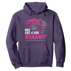 Dirt Bike Girl Hoodie Braaap Like A Girl TS09 Purple Print Your Wear