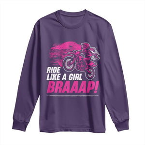 Dirt Bike Girl Long Sleeve Shirt Braaap Like A Girl TS09 Purple Print Your Wear