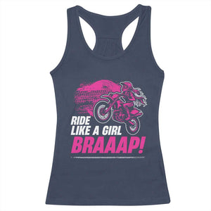 Dirt Bike Girl Racerback Tank Top Braaap Like A Girl TS09 Navy Print Your Wear