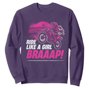 Dirt Bike Girl Sweatshirt Braaap Like A Girl TS09 Purple Print Your Wear