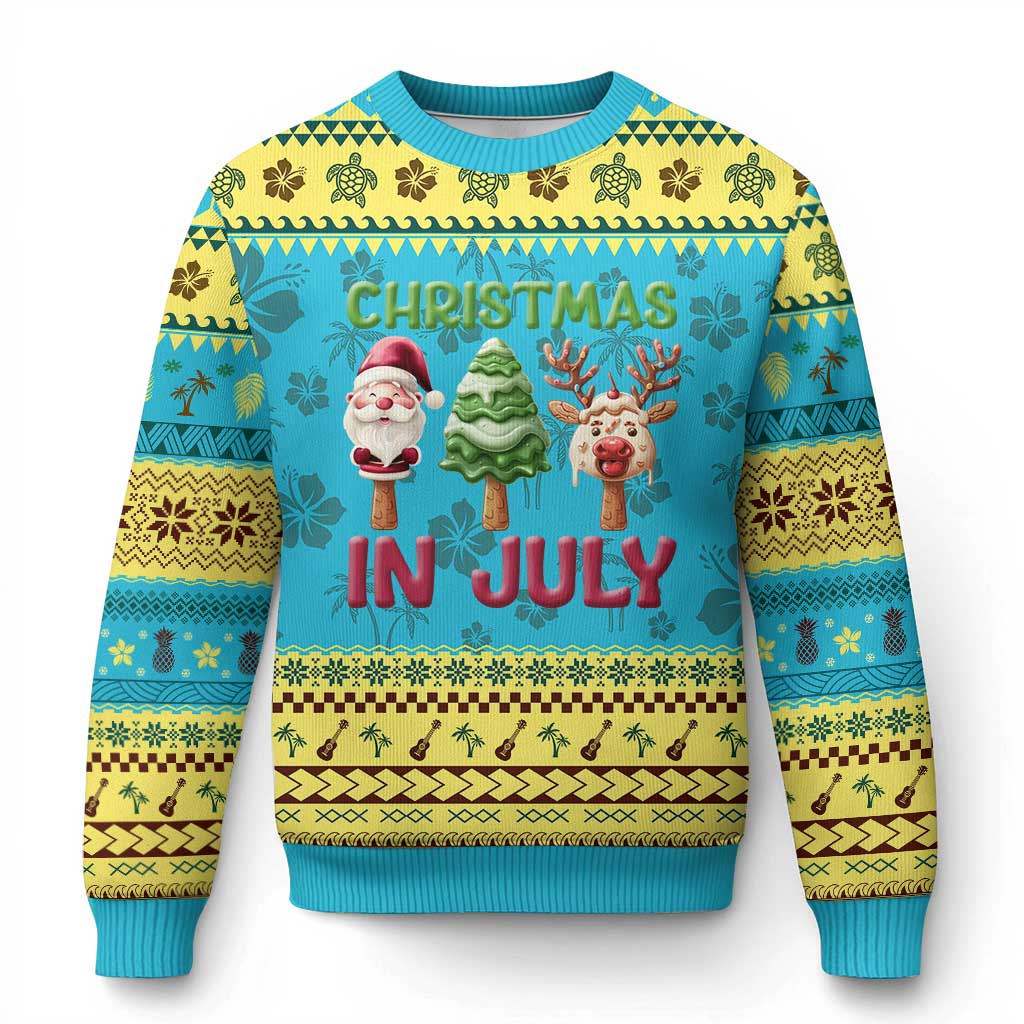 Tropical Xmas Ugly Christmas Sweater Ice Cream Santa Christmas Tree Reindeer TS09 Hawaii Print Your Wear