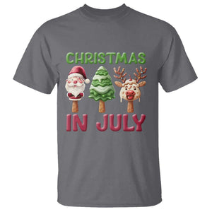 Christmas In July T Shirt Ice Cream Santa Christmas Tree Reindeer TS09 Charcoal Print Your Wear