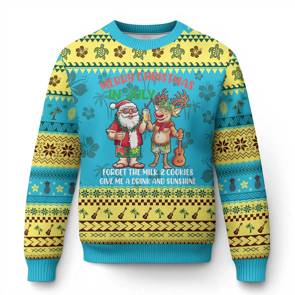 Tropical Xmas Ugly Christmas Sweater Give Me A Drink And Sunshine TS09 Hawaii Print Your Wear