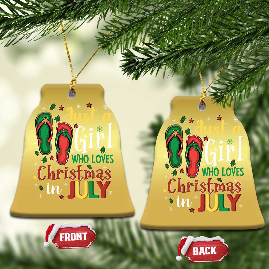 Just A Girl Who Loves Xmas In July Christmas Ornament TS09 Bell Flake Gold Print Your Wear