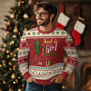 Just A Girl Who Loves Xmas In July Ugly Christmas Sweater TS09 Hibiscus Print Your Wear