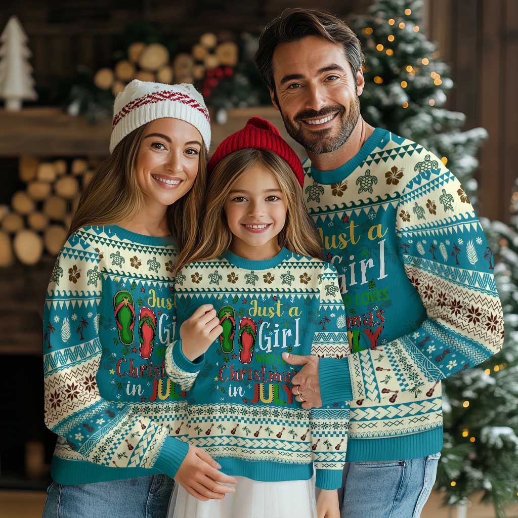Just A Girl Who Loves Xmas In July Ugly Christmas Sweater TS09 Teal Print Your Wear