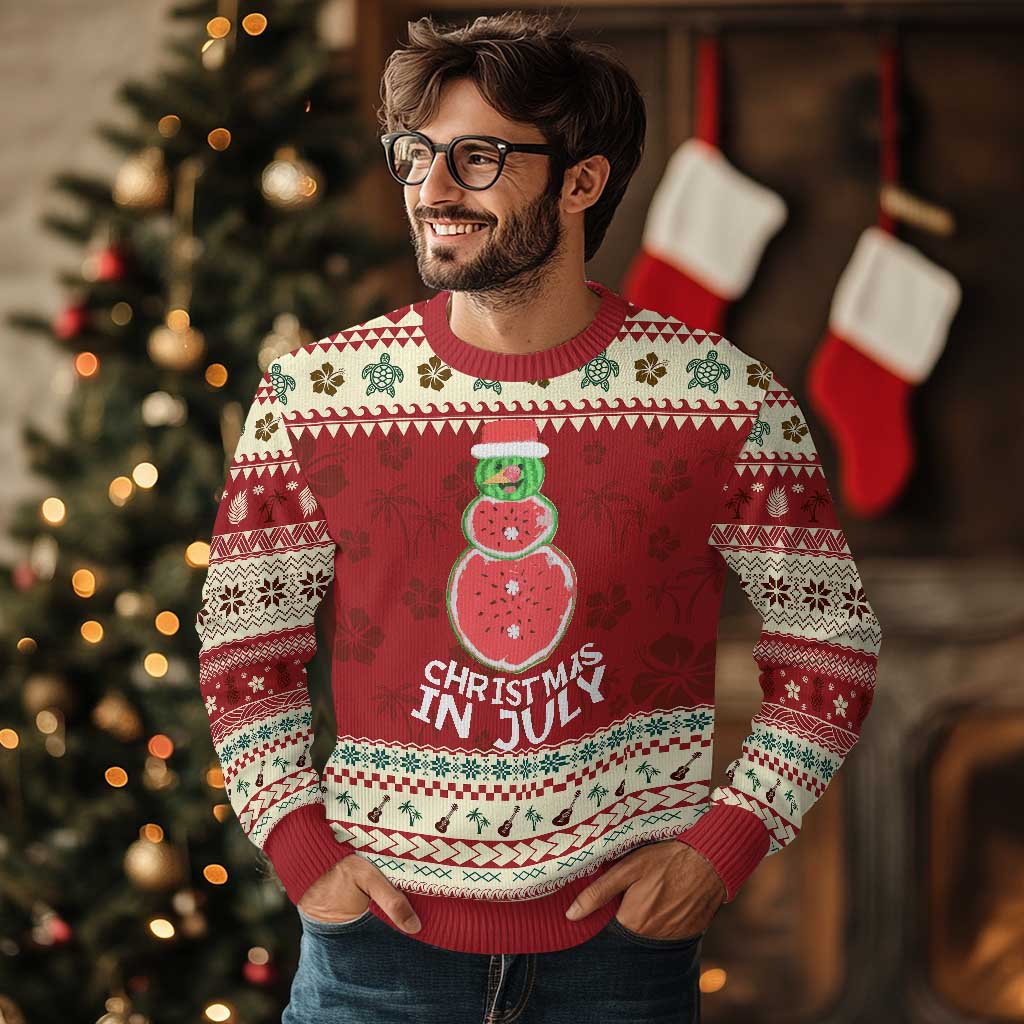 Funny Tropical Xmas Ugly Christmas Sweater Watermelon Summer Snowman TS09 Hibiscus Print Your Wear