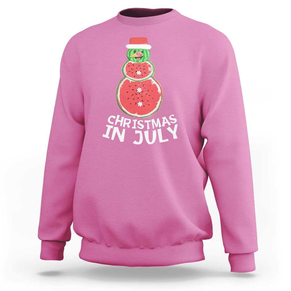 Funny Christmas In July Watermelon Summer Snowman Sweatshirt TS09 Azalea Print Your Wear