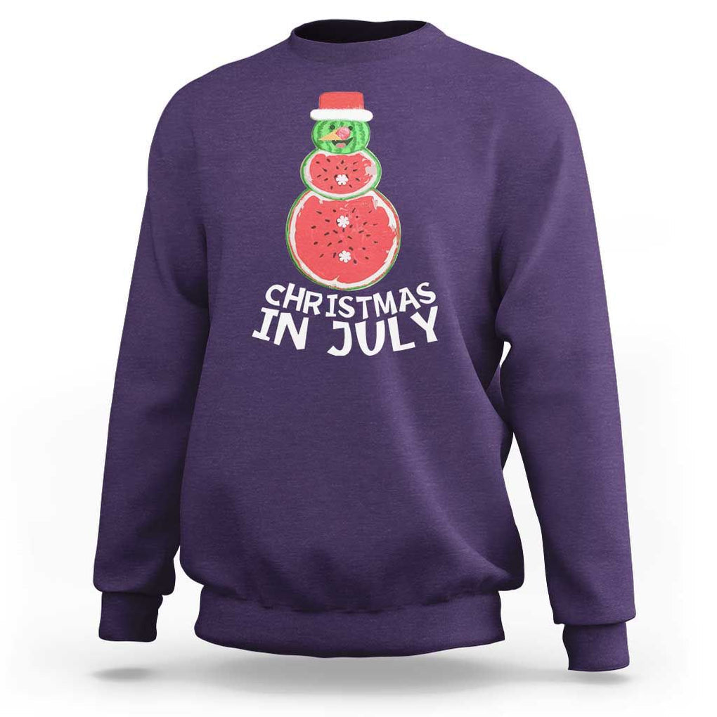 Funny Christmas In July Watermelon Summer Snowman Sweatshirt TS09 Purple Print Your Wear
