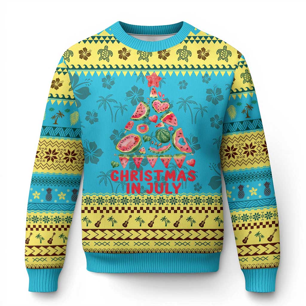 Funny Tropical Xmas Ugly Christmas Sweater Watermelon Summer Christmas Tree TS09 Hawaii Print Your Wear