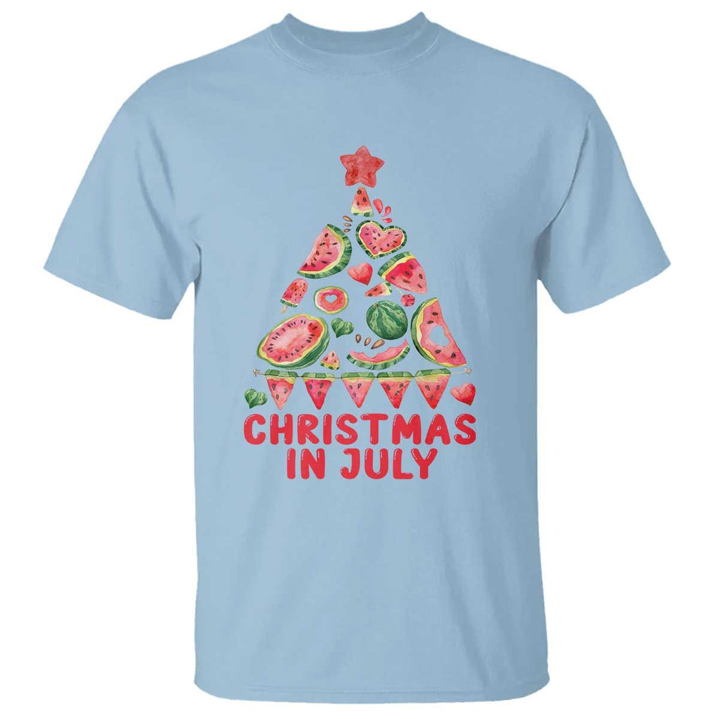 Christmas In July T Shirt Watermelon Summer Christmas Tree TS09 Light Blue Print Your Wear