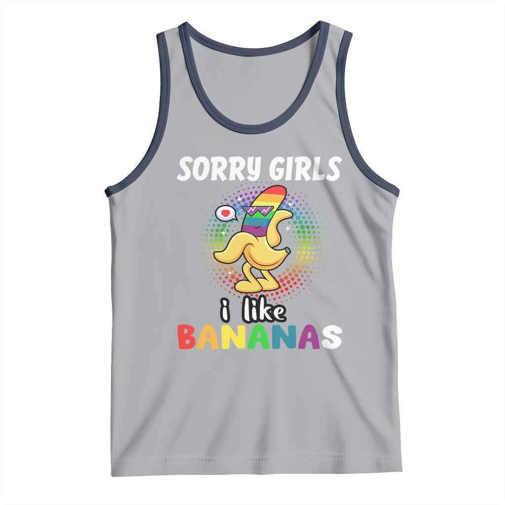 Funny LGBT Pride Tank Top Sorry Girl I Like Bananas Gay Couple TS09 Athletic Heather Navy Print Your Wear