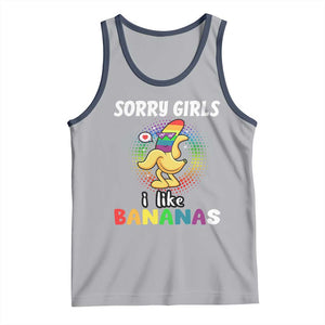 Funny LGBT Pride Tank Top Sorry Girl I Like Bananas Gay Couple TS09 Athletic Heather Navy Print Your Wear