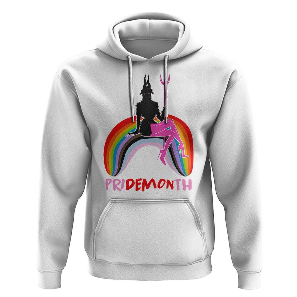 Funny LGBT Pride Hoodie Pride Demon Month Rainbow Slay Gay Evil TS09 White Print Your Wear