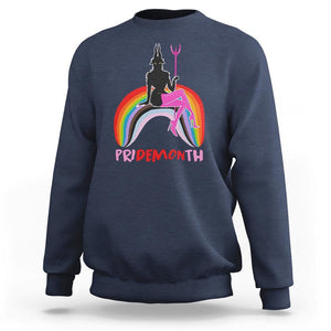 Funny LGBT Pride Sweatshirt Pride Demon Month Rainbow Slay Gay Evil TS09 Navy Print Your Wear