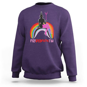 Funny LGBT Pride Sweatshirt Pride Demon Month Rainbow Slay Gay Evil TS09 Purple Print Your Wear