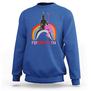 Funny LGBT Pride Sweatshirt Pride Demon Month Rainbow Slay Gay Evil TS09 Royal Blue Print Your Wear