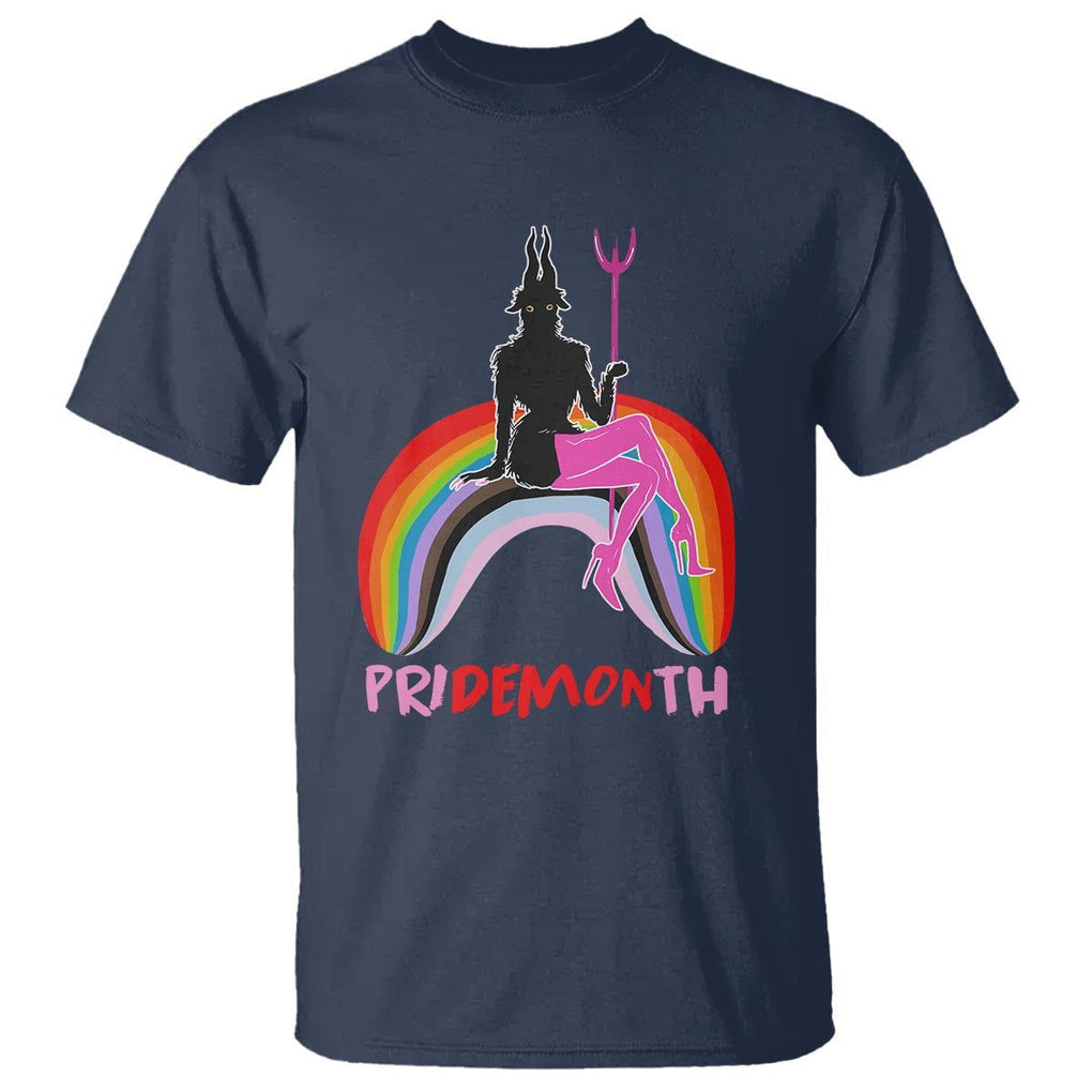 Funny LGBT Pride T Shirt Pride Demon Month Rainbow Slay Gay Evil TS09 Navy Print Your Wear
