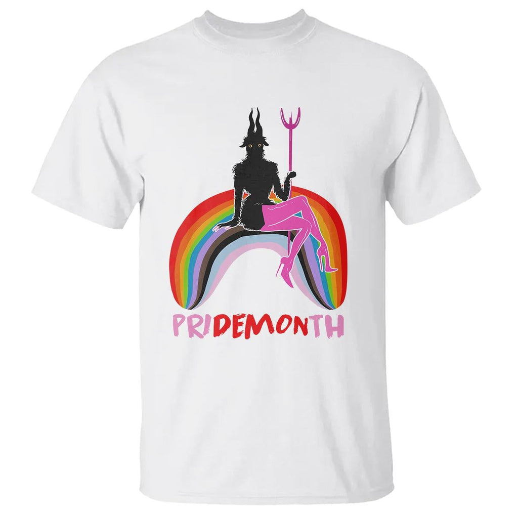 Funny LGBT Pride T Shirt Pride Demon Month Rainbow Slay Gay Evil TS09 White Print Your Wear