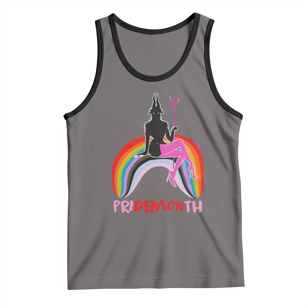 Funny LGBT Pride Tank Top Pride Demon Month Rainbow Slay Gay Evil TS09 Deep Heather Black Print Your Wear