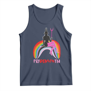 Funny LGBT Pride Tank Top Pride Demon Month Rainbow Slay Gay Evil TS09 Navy Print Your Wear