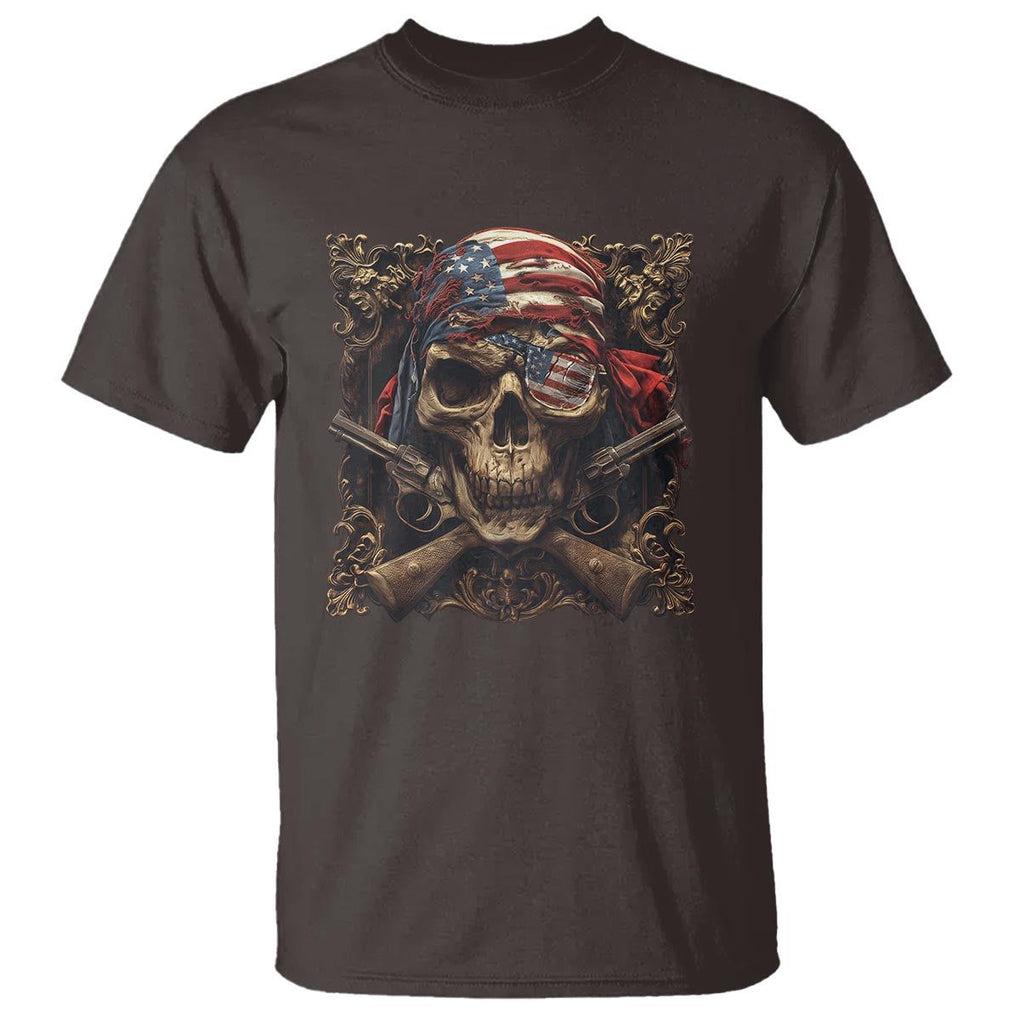Funny Pirate 4th Of July T Shirt Patriotic America Flag Skull TS09 Dark Chocolate Print Your Wear