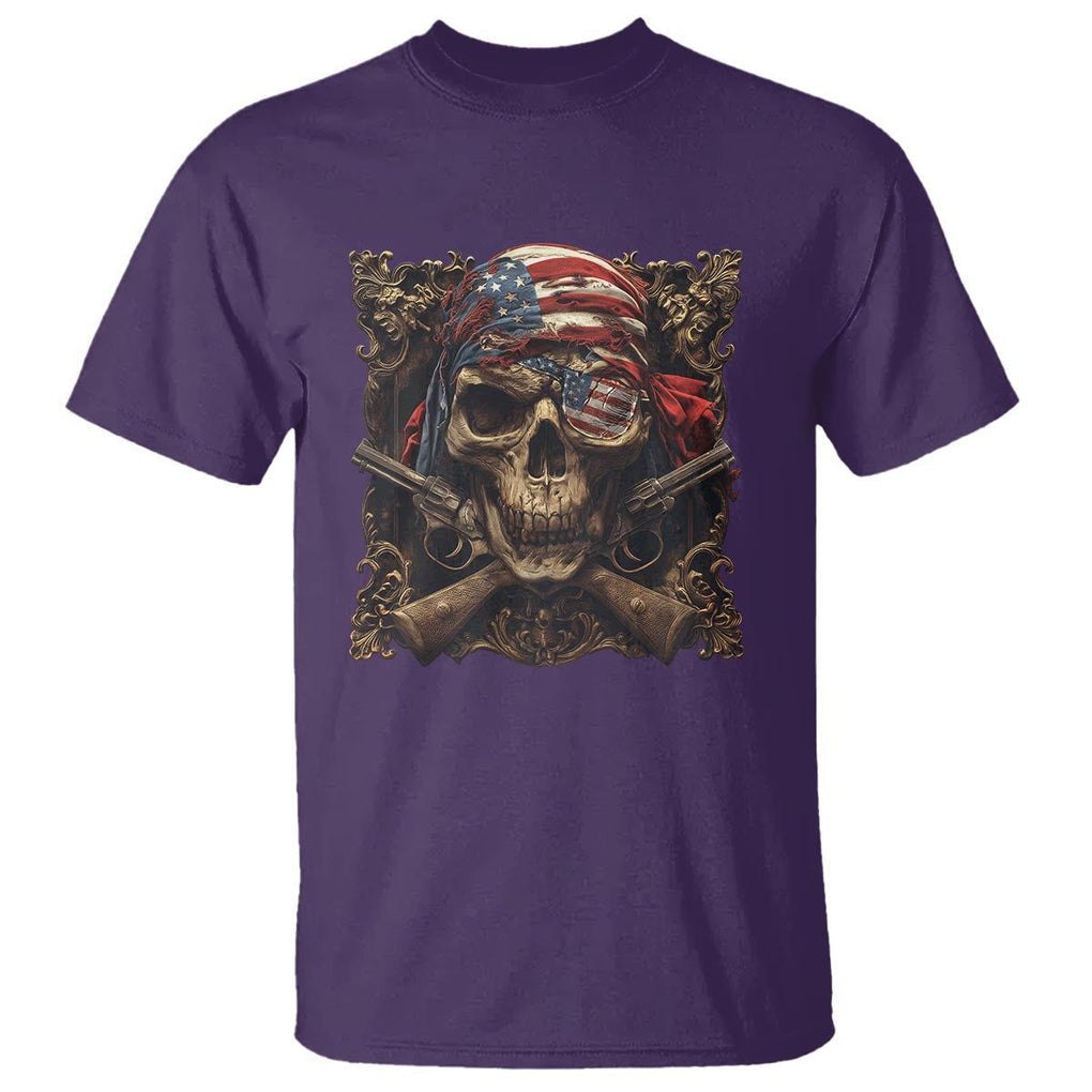 Funny Pirate 4th Of July T Shirt Patriotic America Flag Skull TS09 Purple Print Your Wear