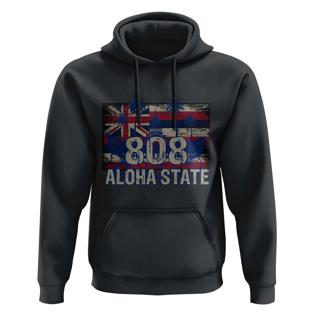 Hawaiian Hoodie 808 Aloha State Hawaii Flag TS09 Black Print Your Wear