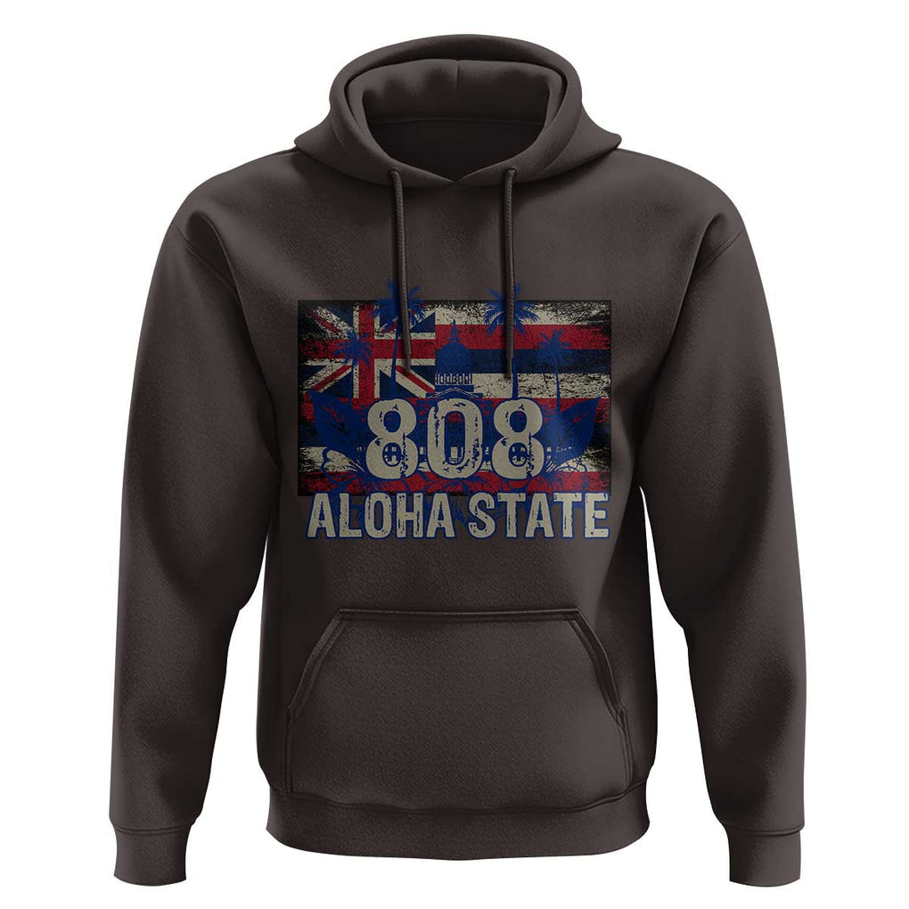 Hawaiian Hoodie 808 Aloha State Hawaii Flag TS09 Dark Chocolate Print Your Wear