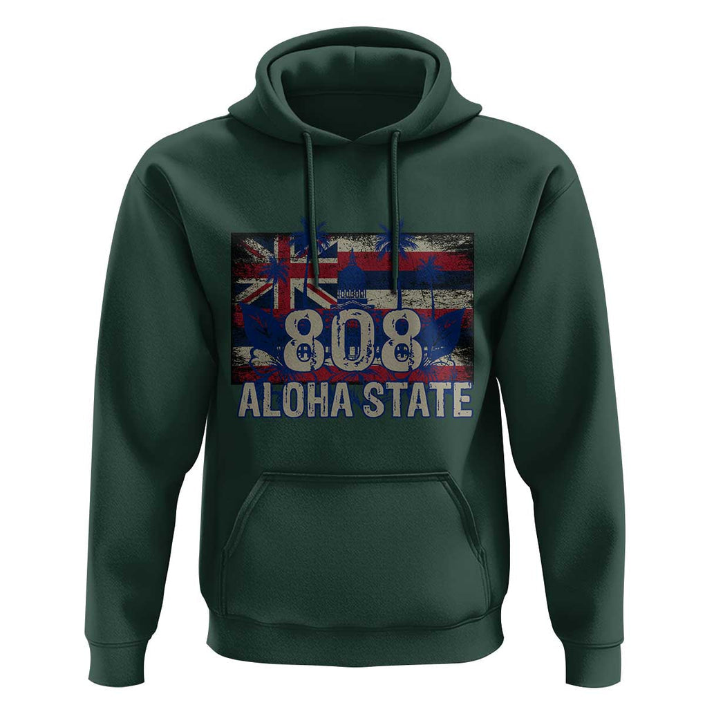 Hawaiian Hoodie 808 Aloha State Hawaii Flag TS09 Dark Forest Green Print Your Wear
