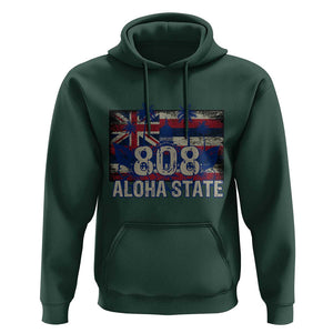 Hawaiian Hoodie 808 Aloha State Hawaii Flag TS09 Dark Forest Green Print Your Wear