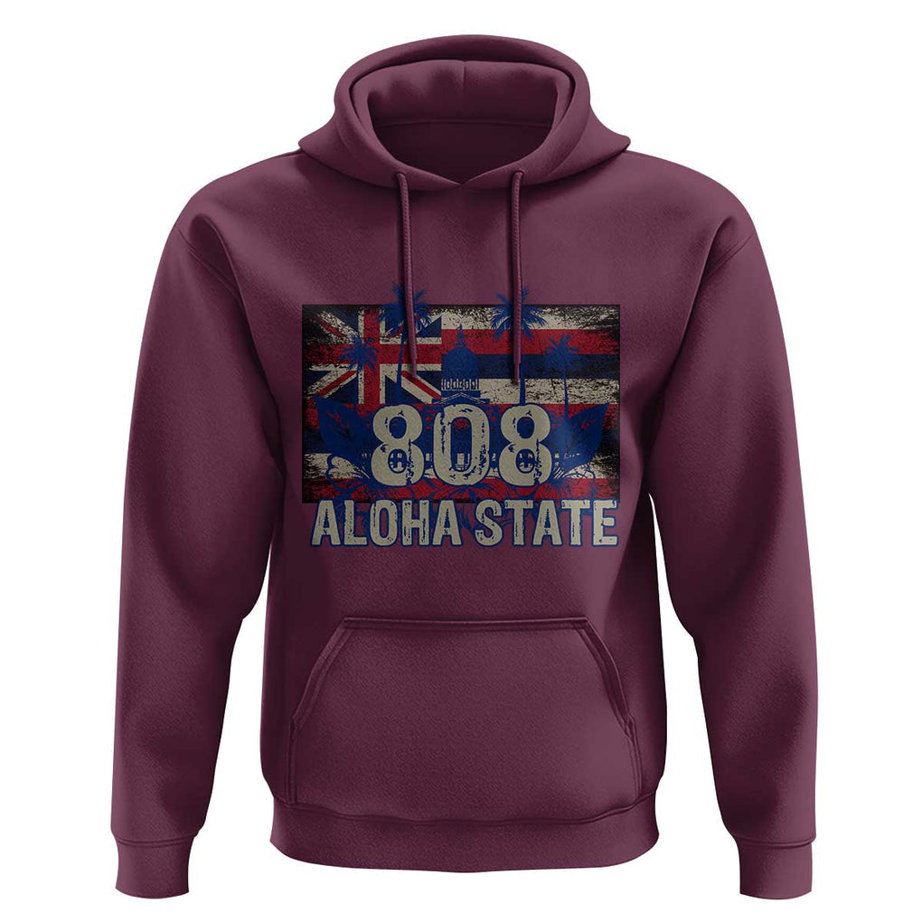 Hawaiian Hoodie 808 Aloha State Hawaii Flag TS09 Maroon Print Your Wear