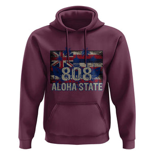 Hawaiian Hoodie 808 Aloha State Hawaii Flag TS09 Maroon Print Your Wear