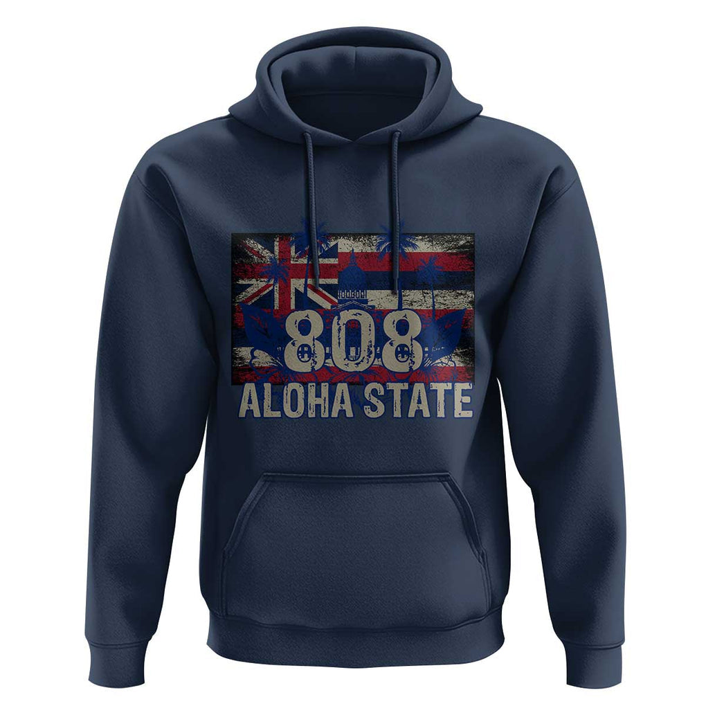 Hawaiian Hoodie 808 Aloha State Hawaii Flag TS09 Navy Print Your Wear