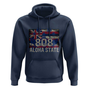 Hawaiian Hoodie 808 Aloha State Hawaii Flag TS09 Navy Print Your Wear
