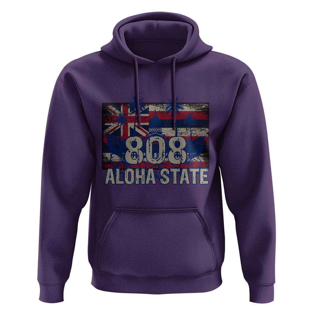 Hawaiian Hoodie 808 Aloha State Hawaii Flag TS09 Purple Print Your Wear