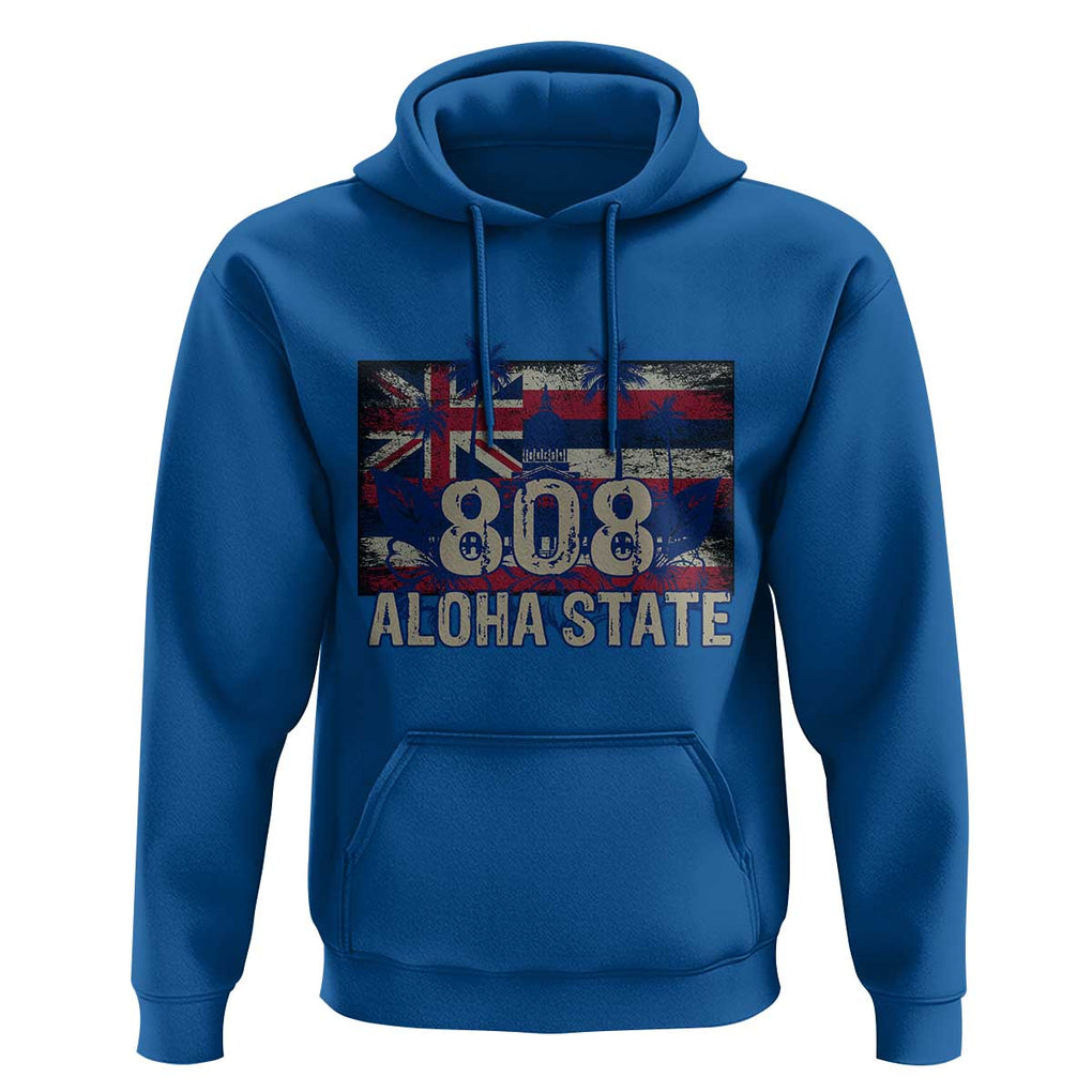 Hawaiian Hoodie 808 Aloha State Hawaii Flag TS09 Royal Blue Print Your Wear
