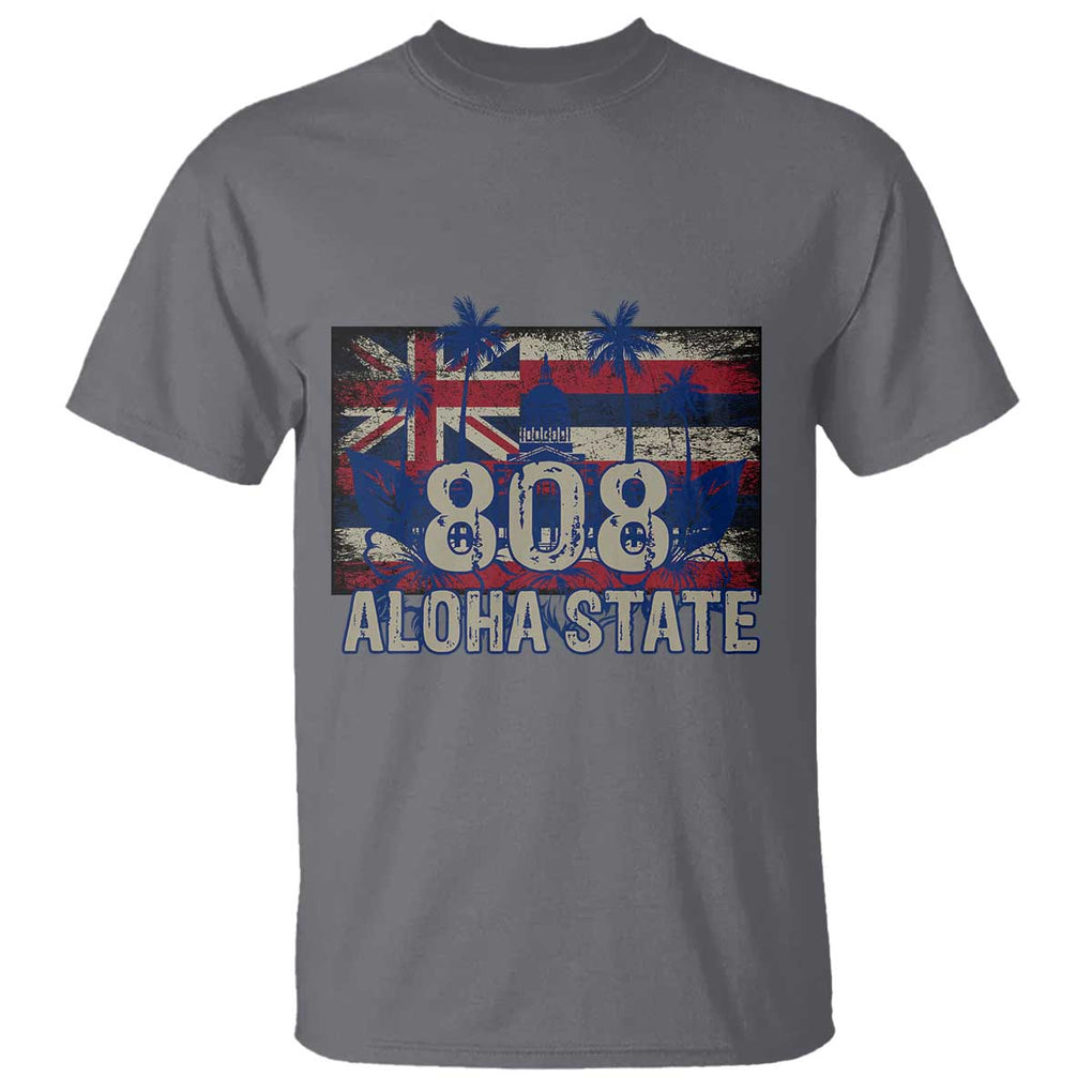 Hawaiian T Shirt 808 Aloha State Hawaii Flag TS09 Charcoal Print Your Wear